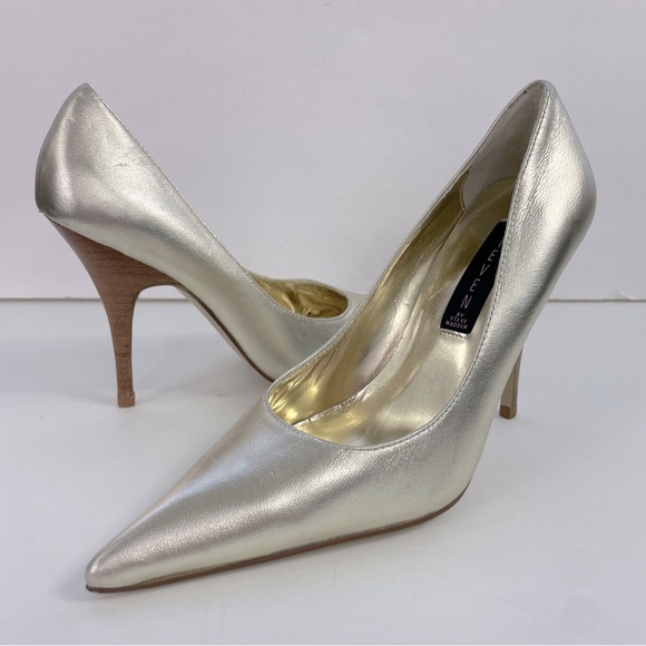 Steven‎ by Steve Madden Gold Point-Toe High Heeled Pumps - Picture 1 of 14